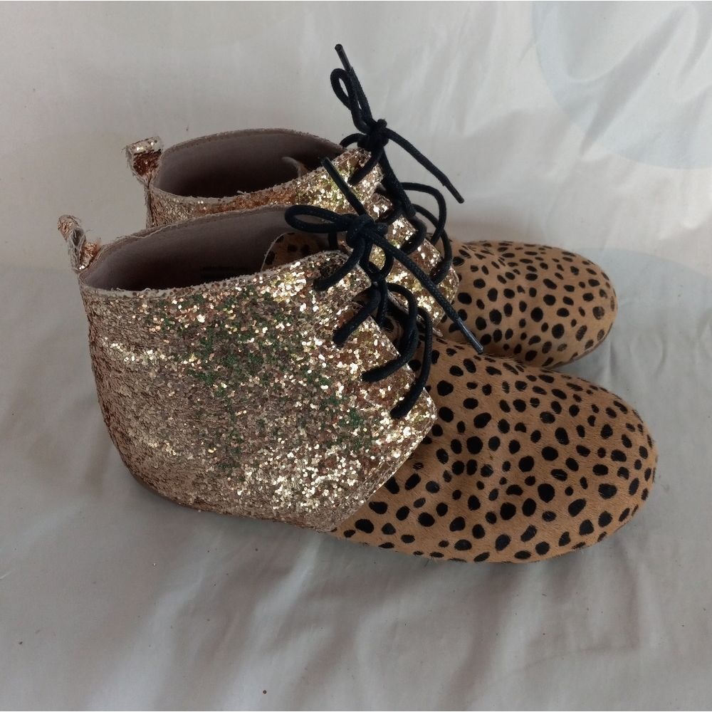 Monkey Feet Leopard Cheetah Glitter Shoes Sz.